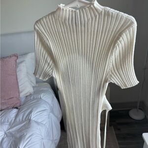 Princess Polly Cream Ribbed Mini Dress
